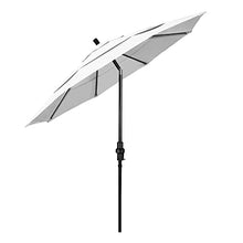 California Umbrella 11' Round Crank Lift, Collar Tilt, Aluminum Pole, Fiberglass Rib Patio Umbrella, Black Finish, White