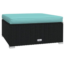 KPOUTRFG 8-Piece Modular Garden Lounge Set in Black and Water Blue, Outdoor Patio Furniture Seating with Cushions for 8 Adults
