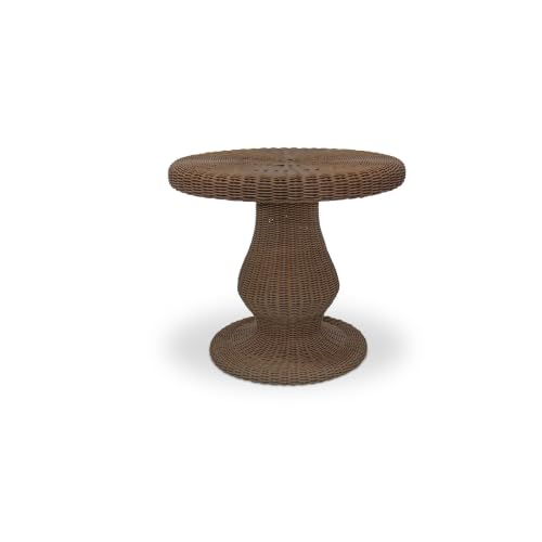 Moe's Home Collection Emmeline Outdoor Side Table, Round, Aluminum Frame, Woven Synthetic Hyacinth, Rust Resistant, Natural