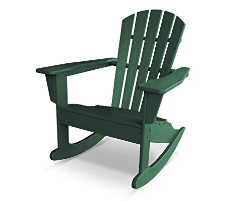 POLYWOOD Palm Coast Adirondack Rocking Chair, Green - Comfortable Outdoor Patio Furniture - Heavy-Duty HDPE Construction - Classic Design for Deck, Garden, Backyard & Fire Pit Seating