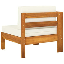 PHGTYUK 4-Seater Patio Sofa with Cream White Cushions Solid Acacia Wood