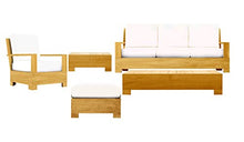 WholesaleTeak Leveb 5 Pc Sofa Set: Sofa, Lounge Chair, Ottoman, Coffee Table & Side Table with Cushions in Sunbrella Fabric #57003 Canvas White #12LV5