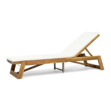 Noble House Kyoto Outdoor Wood 3-Pc Chaise Lounge Set with Cushion Cream