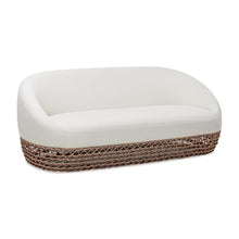 Jennifer Taylor Home Willow 71" Upholstered Woven Patio Deep Seating Sofa, Golden Brown Wicker Frame, Wheat Beige, Wheat Beige Axroma Olefin