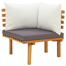 KPOUTRFG 7-Piece Modular Patio Seating Set with Removable Polyester Cushions Solid Acacia Wood for Outdoor Lounge