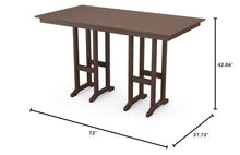 Polywood® Farmhouse 37" x 72" Bar Table in Mahogany