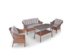 Angora Dinamic Rattan Outdoor Furniture Set – Stylish Garden Patio Set with Table, Double Chair, 2 Single Armchairs, Brown