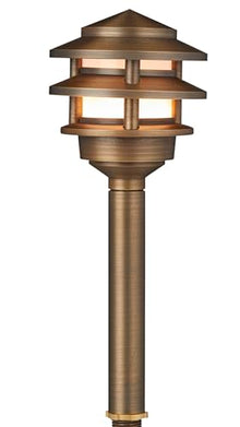 VOLT 12V 3-Tier Brass Pagoda 2700K LED Path Light 6-Pack Kit (Bronze)