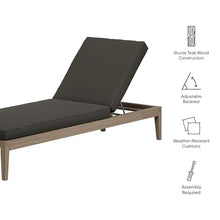 Modway Northlake Teak Outdoor Chaise Lounge Chair in Weathered Gray Flint – Adjustable Wood Poolside Recliner with All-Weather Cushion