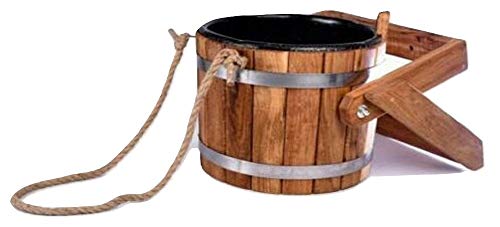 CKG Sauna Wooden SPA Bath Shower Bucket Indoor and Outdoor Supplies Accessories for Waterfall Water Russian Pool Banya Barrel Shaped 16 L Сауна