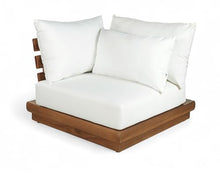Meridian Furniture 111White-Corner Mirella Collection Modern | Contemporary Outdoor Patio Modular Corner Chair with Solid Teak Wood Frame, Water Resistant Fabric, 38" W x 38" D x 27" H, Tan