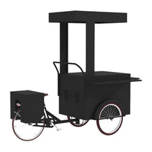 TT-YEL Large Capacity Flower Display Stand with Large Storage Box, Three Wheel Flower Cart, Mobile Market Stall, Heavy Duty Iron Outdoor Food Cart, Fast Food Truck with Canopy Roof,Black