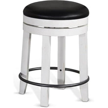 Pemberly Row 24" Wood Backless Swivel Stool in White & Dark Brown - Set of 3