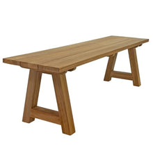 Sunnydaze Wooden Teak Trestle Outdoor Bench for Patio, 60” L, Rustic, Brown