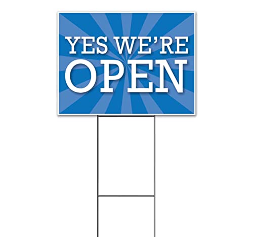 TampaPrinting Yes We're Open Yard Sign 18" x 24" with Metal Step Stake