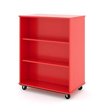 Tot Mate Double-Sided Mobile Bookshelf 3-Shelf Storage Cabinet Red