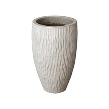 Emissary - Tall Rd Texture Pot Md, Distressed White 17x27 H Stoneware Round Planter with High-fire Treatment