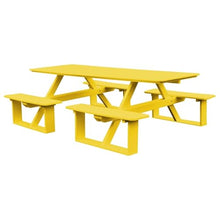 Keystone Amish Co. 8ft Poly Lumber Rectangular Walk-in Picnic Table, Amish Handcrafted HDPE Recycled Plastic, Heavy Duty Outdoor Dining Table with Benches, Seats 8, Lemon Yellow