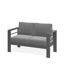 Seeheool 52" All-Weather Metal Loveseat Patio Sofa with Thick Gray Cushions & Gray Frame