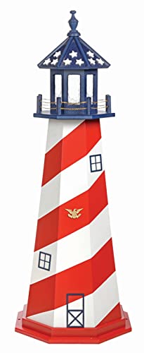 5' Cape Hatteras Patriotic Hybrid Lighthouse, Solar Light