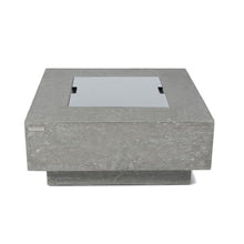 Elementi Manhattan Bundle Outdoor Firepit 36” Propane Firepit Table, Glass Windscreen, Stainless Steel, Tank/Canvas Cover, Floor Mat, Beverage Tub