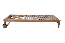 Alveare Home Clearwater Teak Sunbrella Outdoor Patio Chaise Lounger 4-Position Navy
