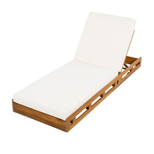 Merax Acacia Wood Chaise Lounge Chair Outdoor Set of 4, Patio Recliner with 4 Position Adjustable Backrest and 4" Thick Double-fold Cushion
