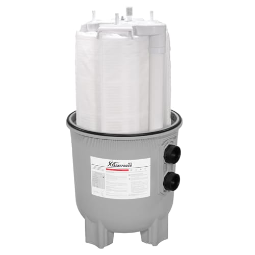 XtremepowerUS De Pool Filter In Ground Pool 120 GPM DE Filter Swimming Pool Filter 62 Sq Ft Gray