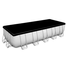 Bestway Rectangular Metal Frame Above Ground Swimming Pool Set Gray