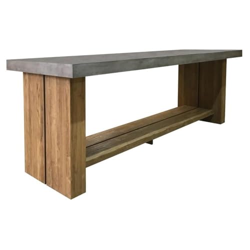 Seasonal Living Perpetual Mykonos Wood and Concrete Bar Table in Slate Gray