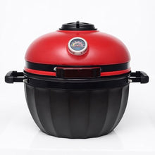 TT-YEL Multifunctional Ceramic Grill, 13-Inch Mini, with Thermometer, Lid, Handle, Small Home Simmering Grill, Portable Gas Grill for Cooking, Smoking and Baking,Red