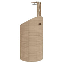 LKJVFCPW Outdoor Shower Freestanding Garden Pool Side Shower with Acacia Wood Base and Poly Rattan Frame 39.4x39.4x95.1 Inch Beige