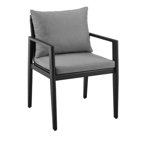 Armen Living Cayman 19" Aluminum Outdoor Dining Chair in Gray (Set of 2)