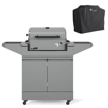 Tytus Rolling Outdoor Kitchen Island Cart, Charcoal Grill & Cover, BBQ