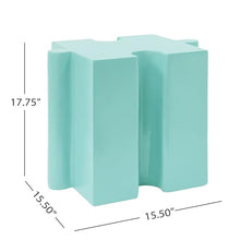 Christopher Knight Home Daton 3 Piece Interlocking Outdoor Side Table Set, Modular Lightweight Concrete Coffee Table, Convertible MGO End Table for Indoor&Outdoor, Creative Set Up, Mint Green