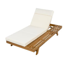 Christopher Knight Home Kayes Acacia Wood Chaise Lounge Chair Outdoor Set of 4, Poolside Sun Lounger Recliner, Patio Outdoor Chaise Lounge with 4'' Four-Folds Cushion, Teak+Beige