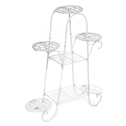 Flower Stand Indoor Multi-Story Flower Stand Rack Floor-Standing Living Room Balcony Flower Pot Shelves (Color : White-Patch Five-Pointed star4, Size (Onecolor