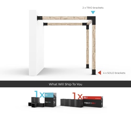 TOJAGRID Wall Mount Pergola Kit for 6x6 Wood Posts Black