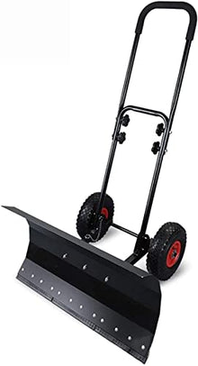 Snow Shovel with Wheels Heavy-Duty Rolling Snow Pusher with Adjustable Aluminum Handle Rolling Snow Plow for Snow Removal Wheeled Efficient Snow Shovel with Large Blade Plow Snow Pusher (Double ro