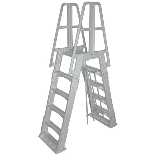 Grey Slide Lock Above Ground A-Frame Swimming Pool Ladder for VinylWorks