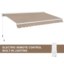 Diensweek 12'x10' Patio Awning Retractable, Fully Assembled Motorized LED Light Awnings Electric Commercial Grade - Quality 100% Dope-Dyed Acrylic Window Door Sunshade Shelter - Deck Canopy Balcony