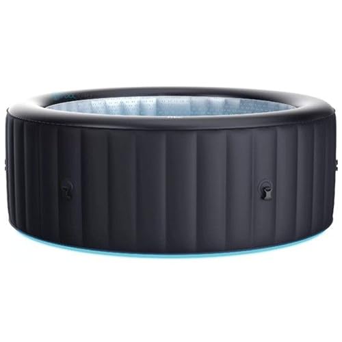 M Spa Urban Series Aurora Round Inflatable Outdoor Spa with LED Lights Black