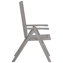 KKgypkn Garden Chair Set of 3 Grey Solid Acacia Wood Foldable Reclining Chairs with Adjustable Backrest for Outdoor Patio and Balcony Seating
