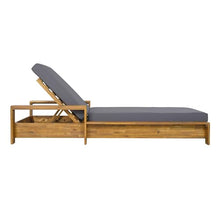 Patio Acacia Wood Chaise Lounge Set of 2, Outdoor Folding Chair Recliner
