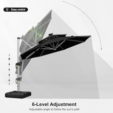 OROTLECT 120'' Double Top Solar Powered LED Lighted Round Cantilever Umbrella With Base,Gray