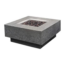 Elementi Manhattan 36" Concrete Outdoor Propane Firepit Table, 22" Square Tempered Glass Firepit Windscreen, & Stainless Steel 21" Square Table Cover