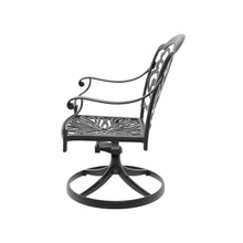 Cast Aluminum Patio Swivel Chair 6PCS With Black Frame and Brown Cushions