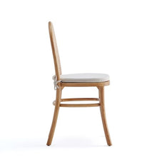 Manhattan Comfort Paragon Modern Cane Accent Dining Chairs, Natural Rattan Back & Seat, American Ash Wood Frame, Fully Assembled Kitchen Furniture, Set of 4, Cream Cushions