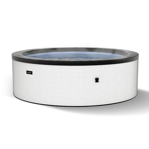 Wave Tahoe Eco-Foam Hot Tub | Round Energy-Efficient Outdoor Spa with 90 Bubble Jets, Built-in Heater, WiFi App Control and Insulated Cover | Pebble White | 6 Person | Standard