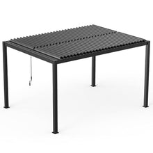 Adjustable Louvered Pergola with Crank-Controlled Roof & Integrated Drainage for Garden Patio, Heavy-Duty Patio Cover with Galvanized Steel Louvers for Backyard Party (10 x 13 FT+ Aluminium Louvers)